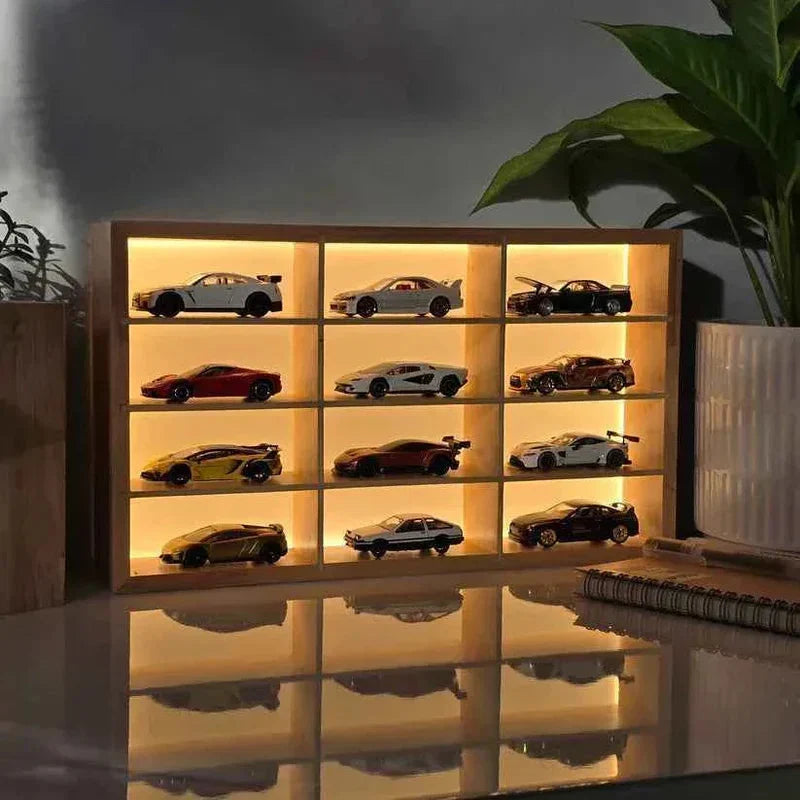 Wooden light up hotwheel Organizer Auto Aura
