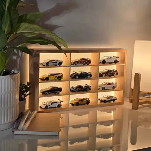 Wooden light up hotwheel Organizer Auto Aura
